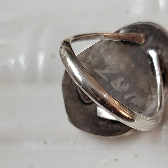 Antique Southwest Ring Blue Gem Nevada Turquoise GENUINE NAVAJO ZUNI  ART - Picture 9 of 12